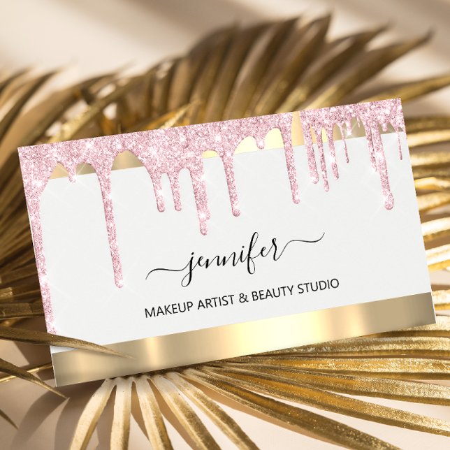 Beruflich Makeup Artist White Pink Tropfen Vip Visitenkarte (Von Creator hochgeladen)