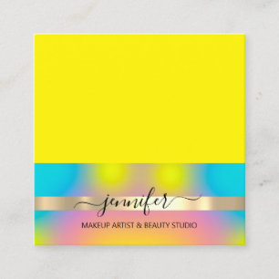 Beruflich Makeup Artist Yellow Hair Nails Quadratische Visitenkarte