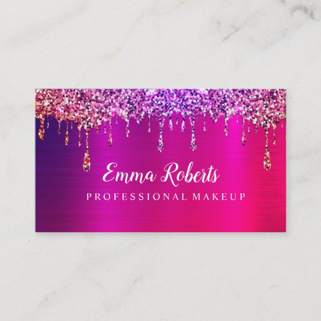 Beruflich Makeup Glitzer Visitenkarte (Vorderseite)