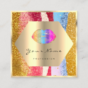 Beruflich Makeup Gold Glitzer Regenbogen Lippen Ki Quadratische Visitenkarte