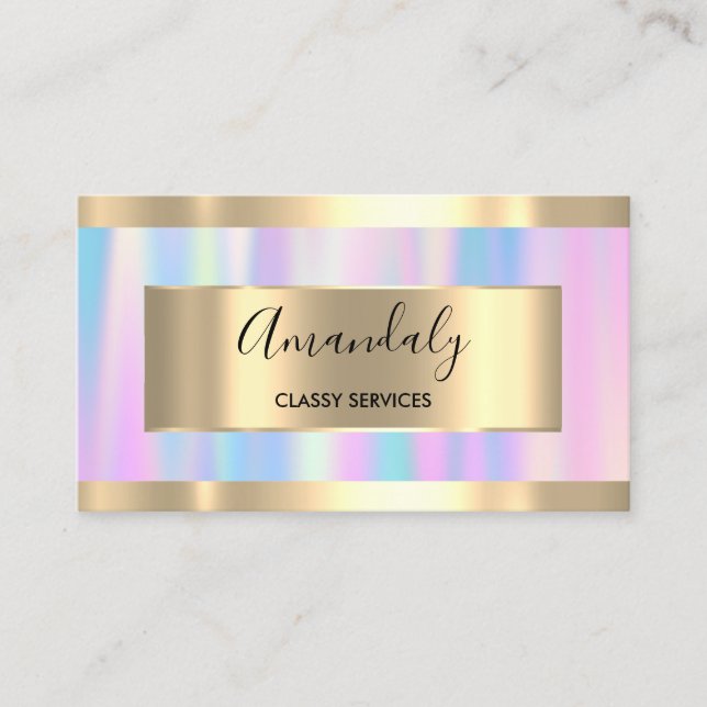 Beruflich Makeup Holograph Rose Gold Pink Busin Visitenkarte (Vorderseite)
