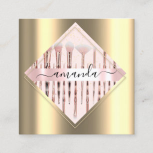 Beruflich Makeup-Künstler-Logo-Pinsel Rose Gold Quadratische Visitenkarte