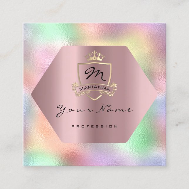 Beruflich Makeup-Künstler Royal Monogram Frame Quadratische Visitenkarte (Vorderseite)
