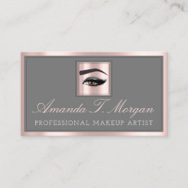 Beruflich Makeup Lash Extension Brows Grau Rose Visitenkarte