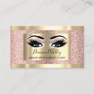 Beruflich Makeup Lash Gold Gerahmt Blue Eyes Visitenkarte