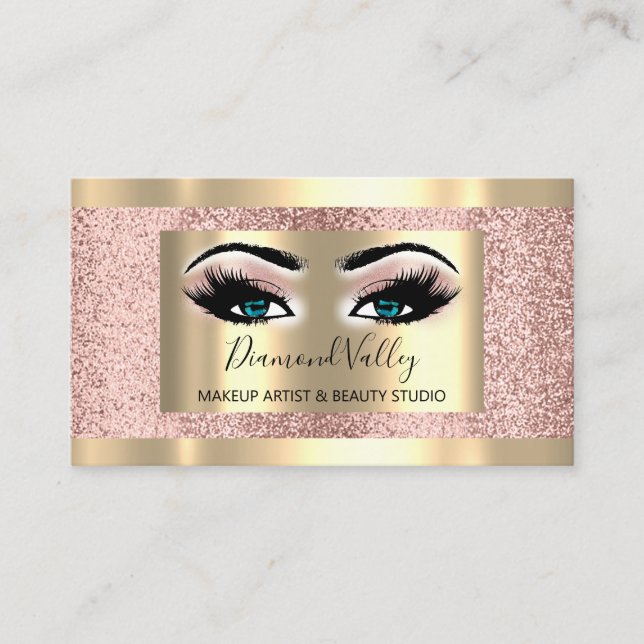 Beruflich Makeup Lash Gold Gerahmt Blue Eyes Visitenkarte (Vorderseite)