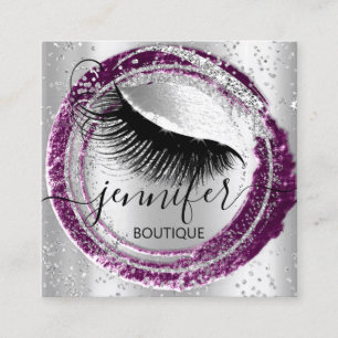 Beruflich Makeup Lash Shop Glitzer Vip Silver Quadratische Visitenkarte