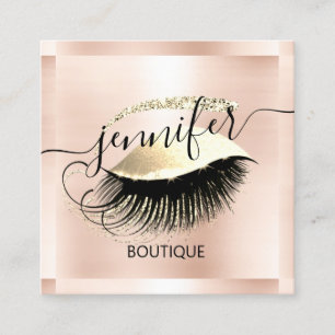 Beruflich Makeup Lash Shop QR Code Gold Logo Quadratische Visitenkarte