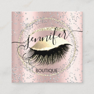 Beruflich Makeup Lash Shop QR Code Silver Gold Quadratische Visitenkarte