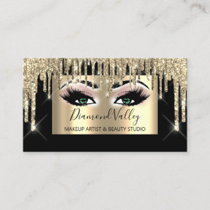 Beruflich Makeup-Lashes Glitzer Gold Green Eyes Visitenkarte