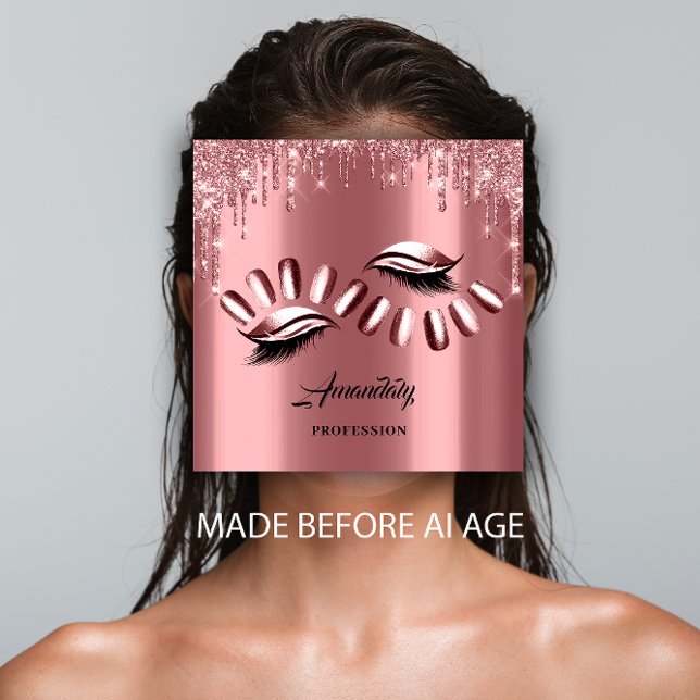 Beruflich Makeup Nagelmaniküre Rose Quadratische Visitenkarte (Professional Makeup Nail Manicure Appointment Rose Square Business Card)