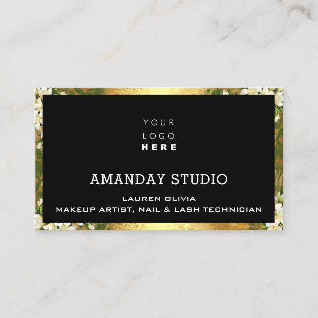 Beruflich-Makeup-Termin-Karte Gold-Logo LUX Visitenkarte (Vorderseite)