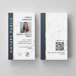 Beruflich Marble Blue & Gold Notary Foto QR Visitenkarte
