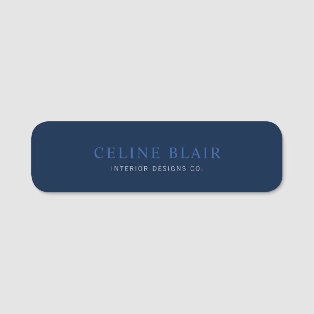 Beruflich Minimal Modern Blue Namensschild (Vorderseite)