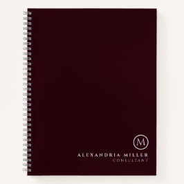 Beruflich-Minimal-Monogramm | Burgund & Grau Notizbuch