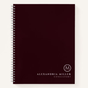 Beruflich-Minimal-Monogramm Burgund & Grau Notizbuch