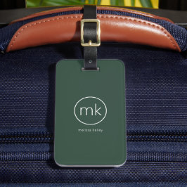 Beruflich-Minimal-Monogramm-Erstwaldgrün Gepäckanhänger