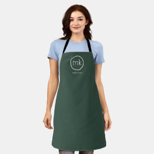 Beruflich-Minimal-Monogramm-Erstwaldgrün Schürze