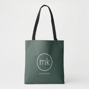 Beruflich-Minimal-Monogramm-Erstwaldgrün Tasche