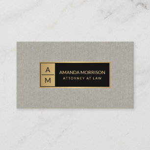 Beruflich-Minimal-Monogramm-Gold/Tan-Linen Visitenkarte