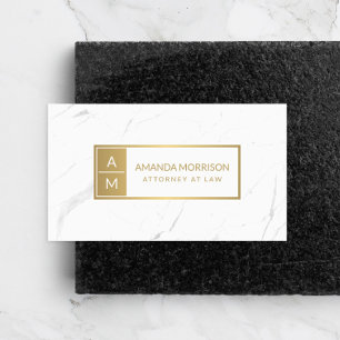 Beruflich-Minimal-Monogramm-Gold/Weißmarmor Visitenkarte