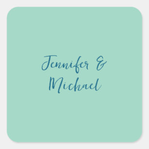 Beruflich-minimalistisch-aquamarine Kalligraphie Quadratischer Aufkleber