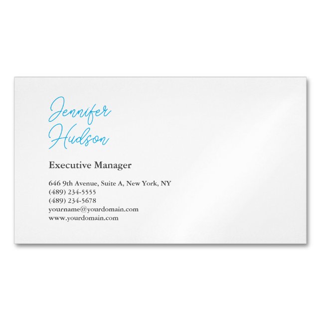 Beruflich-minimalistisch-blaue Kalligraphie Magnetische Visitenkarte (Vorderseite)