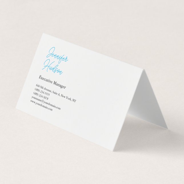 Beruflich-minimalistisch-blaue Kalligraphie Visitenkarten (Vorderseite)