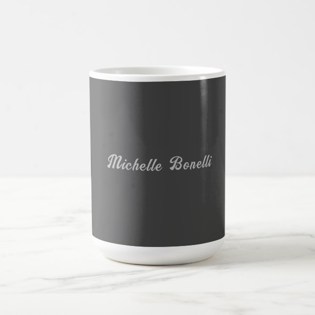 Beruflich Minimalistisch Grau Moderne Kalligraphie Kaffeetasse (Mittel)