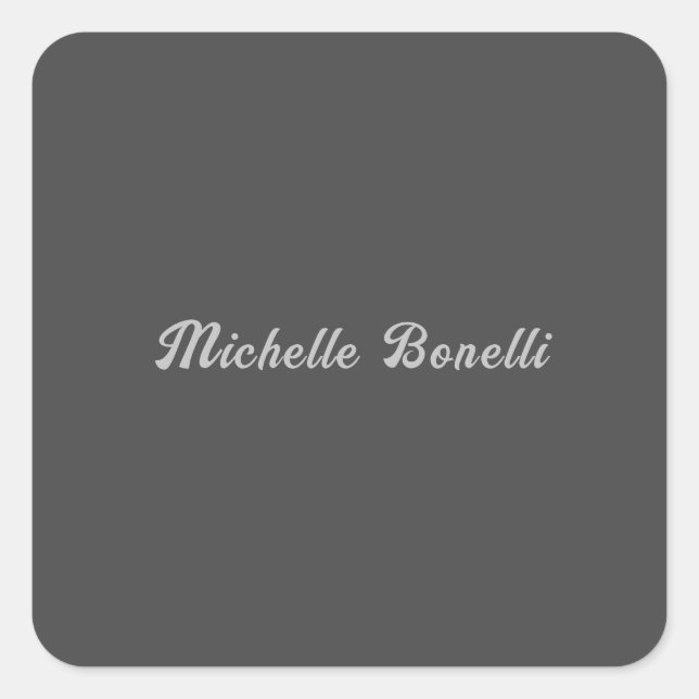 Beruflich Minimalistisch Grau Moderne Kalligraphie Quadratischer Aufkleber (Vorderseite)