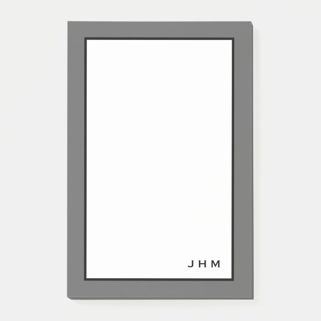 Beruflich Minimalistisch Grau | Monogramm Post-it Klebezettel (Vorderseite)