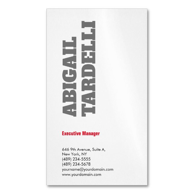 Beruflich minimalistisch kühne moderne Sitte schli Magnetische Visitenkarte (Vorderseite Vertikal)