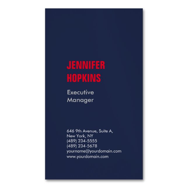 Beruflich-minimalistisch-modern-blau Magnetische Visitenkarte (Vorderseite Vertikal)