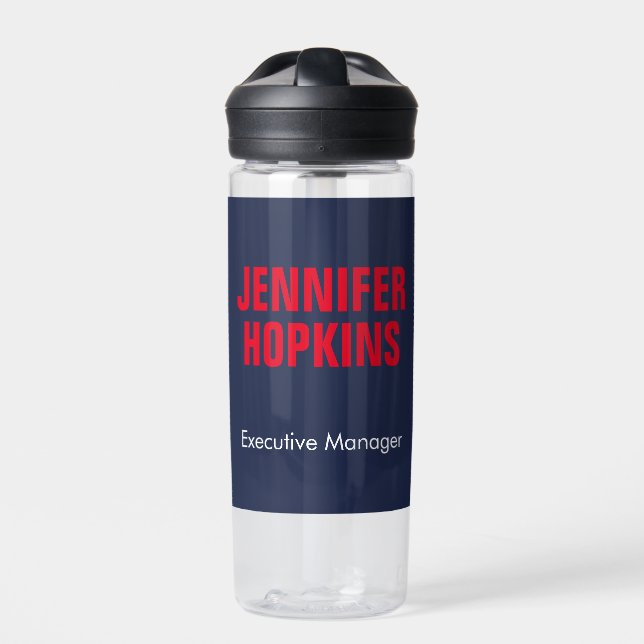 Beruflich-minimalistisch-modern-blau Trinkflasche (Vorderseite)
