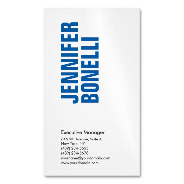 Beruflich-minimalistisch-modern-fett-blau Magnetische Visitenkarte (Vorderseite Vertikal)