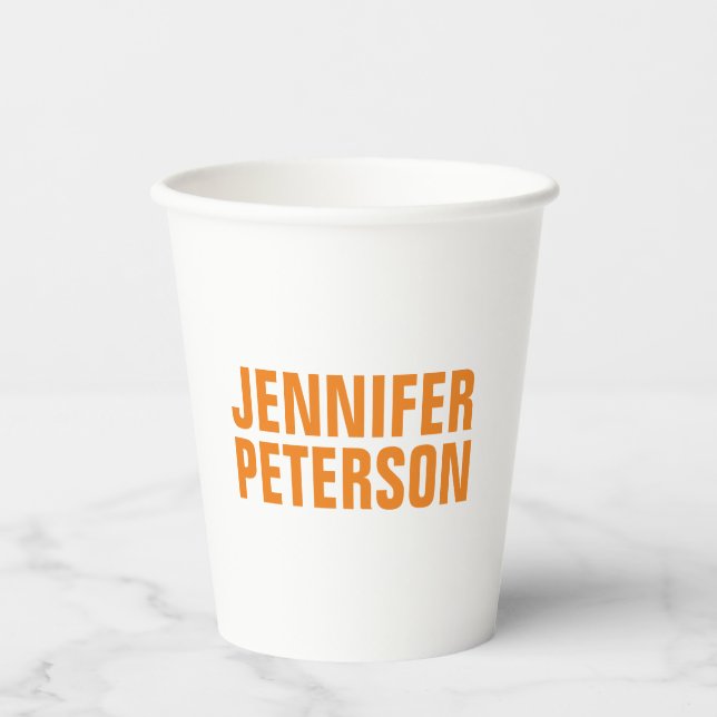 Beruflich-minimalistisch-modern-fett-orange Pappbecher (Vorderseite)
