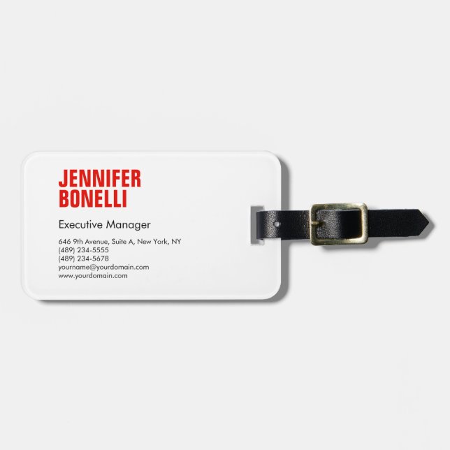 Beruflich-minimalistisch-modern-fett-weiß Gepäckanhänger (Vorderseite horizontal)