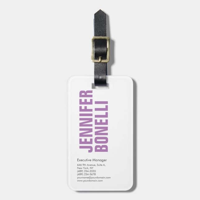 Beruflich-minimalistisch-modern-fett-weiß Gepäckanhänger (Vorderseite vertikal)