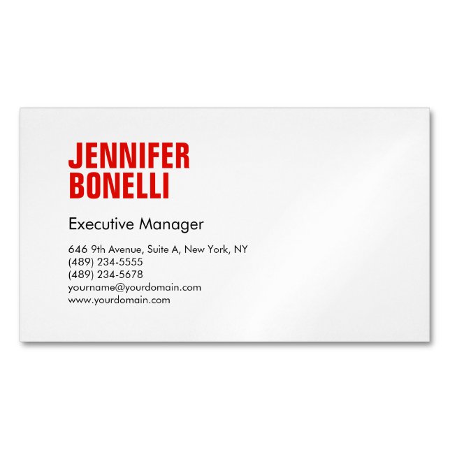 Beruflich-minimalistisch-modern-fett-weiß Magnetische Visitenkarte (Vorderseite)