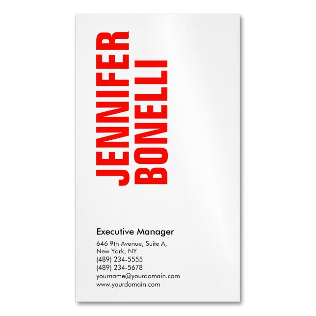Beruflich-minimalistisch-modern-fett-weiß Magnetische Visitenkarte (Vorderseite Vertikal)