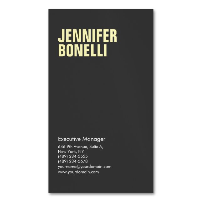 Beruflich-minimalistisch-modern, schwarz-gelb magnetische visitenkarte (Vorderseite Vertikal)
