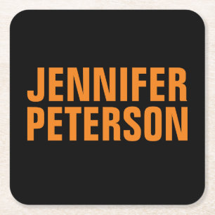 Beruflich-minimalistisch-moderner Orangenschwarz Rechteckiger Pappuntersetzer