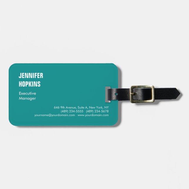 Beruflich-minimalistisch-modernes Blau Gepäckanhänger (Vorderseite horizontal)