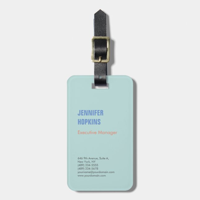 Beruflich-minimalistisch-modernes Blau Gepäckanhänger (Vorderseite vertikal)