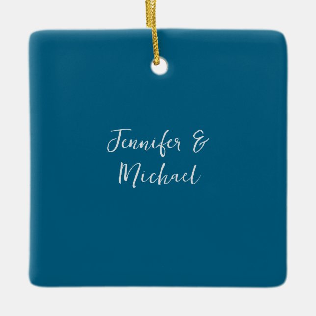 Beruflich-minimalistisch-ozeanblau-kalligraphisch Keramikornament (Vorderseite)