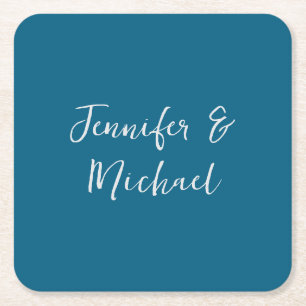 Beruflich-minimalistisch-ozeanblau-kalligraphisch Rechteckiger Pappuntersetzer