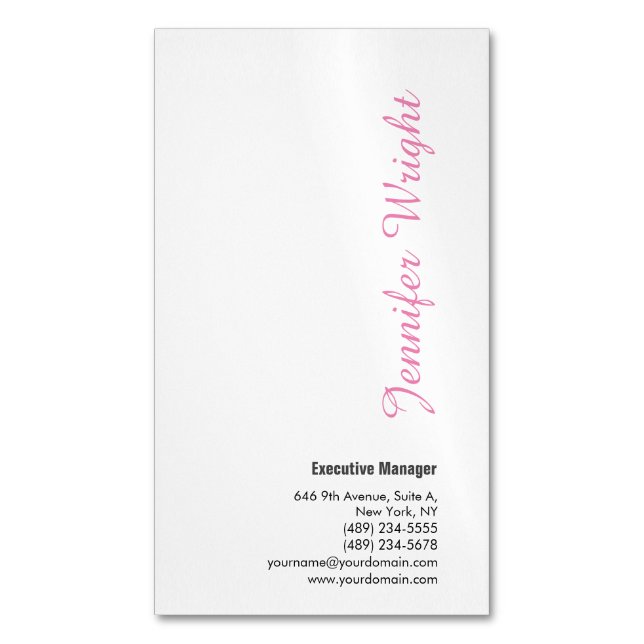 Beruflich minimalistisch weiblich schlicht elegant magnetische visitenkarte (Vorderseite Vertikal)