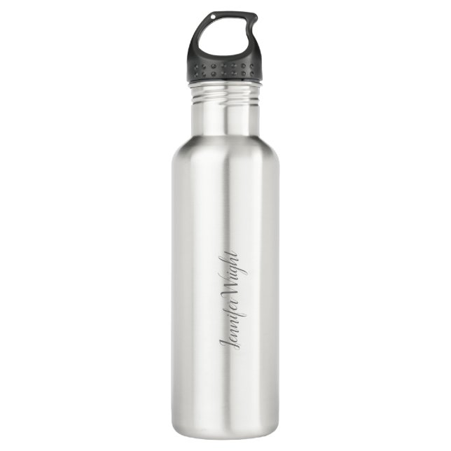Beruflich minimalistische Handschrift grau weiß Edelstahlflasche (Vorderseite)