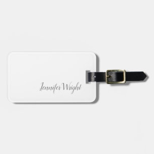 Beruflich minimalistische Handschrift grau weiß Gepäckanhänger