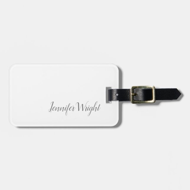 Beruflich minimalistische Handschrift grau weiß Gepäckanhänger (Vorderseite horizontal)